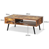 NNECW Mid-Century Modern Coffee Table with 1 Drawer & Storage Shelf