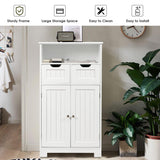 NNECW Bathroom Floor Cabinet with Open Shelf &amp; 2 Drawers-White