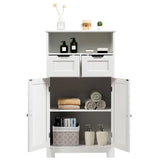 NNECW Bathroom Floor Cabinet with Open Shelf &amp; 2 Drawers-White