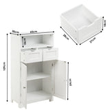 NNECW Bathroom Floor Cabinet with Open Shelf &amp; 2 Drawers-White