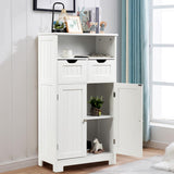 NNECW Bathroom Floor Cabinet with Open Shelf &amp; 2 Drawers-White