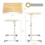 NNECW Mobile Height Adjustable Sit to Stand Up Computer Desk with Lockable Wheels
