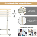 NNECW Mobile Height Adjustable Sit to Stand Up Computer Desk with Lockable Wheels