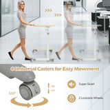 NNECW Mobile Height Adjustable Sit to Stand Up Computer Desk with Lockable Wheels