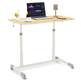 NNECW Mobile Height Adjustable Sit to Stand Up Computer Desk with Lockable Wheels