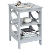 NNECW 3-tier Nightstands with Stable Structure for Bedroom/Living Room-Grey
