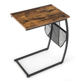 NNECW C-shaped End Table with Side Pocket for Living Room, Bedroom