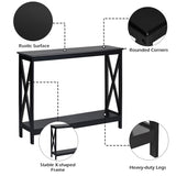 NNECW Industrial 2-Tier Narrow Console Table with Storage Shelf for Entryway-Black
