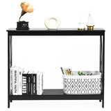 NNECW Industrial 2-Tier Narrow Console Table with Storage Shelf for Entryway-Black