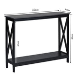 NNECW Industrial 2-Tier Narrow Console Table with Storage Shelf for Entryway-Black