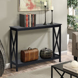 NNECW Industrial 2-Tier Narrow Console Table with Storage Shelf for Entryway-Black