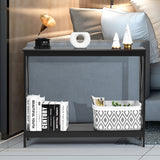 NNECW Industrial 2-Tier Narrow Console Table with Storage Shelf for Entryway-Black