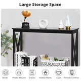 NNECW Industrial 2-Tier Narrow Console Table with Storage Shelf for Entryway-Black