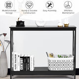 NNECW Industrial 2-Tier Narrow Console Table with Storage Shelf for Entryway-Black