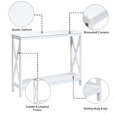 NNECW Industrial 2-Tier Narrow Console Table with Storage Shelf for Entryway-White