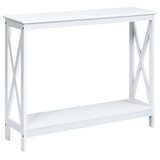 NNECW Industrial 2-Tier Narrow Console Table with Storage Shelf for Entryway-White