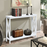 NNECW Industrial 2-Tier Narrow Console Table with Storage Shelf for Entryway-White