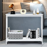 NNECW Industrial 2-Tier Narrow Console Table with Storage Shelf for Entryway-White