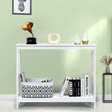 NNECW Industrial 2-Tier Narrow Console Table with Storage Shelf for Entryway-White