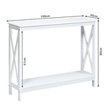 NNECW Industrial 2-Tier Narrow Console Table with Storage Shelf for Entryway-White