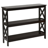 NNECW X-Design 3-Tier Console Table with Shelf for Entryway-Black