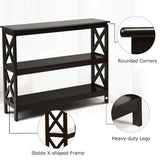 NNECW X-Design 3-Tier Console Table with Shelf for Entryway-Black