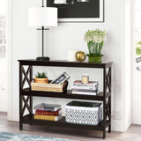NNECW X-Design 3-Tier Console Table with Shelf for Entryway-Black