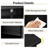 NNECW 120 CM Computer Desk with 4 Storage Drawers &amp;amp; Hutch for Home Office-Black