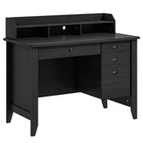 NNECW 120 CM Computer Desk with 4 Storage Drawers &amp;amp; Hutch for Home Office-Black