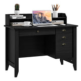 NNECW 120 CM Computer Desk with 4 Storage Drawers &amp;amp; Hutch for Home Office-Black