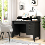 NNECW 120 CM Computer Desk with 4 Storage Drawers &amp;amp; Hutch for Home Office-Black