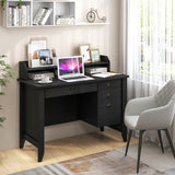 NNECW 120 CM Computer Desk with 4 Storage Drawers &amp;amp; Hutch for Home Office-Black