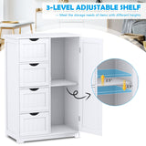 NNECW Wooden Floor Cabinet with 4 Drawers for Bathroom Hallway-White