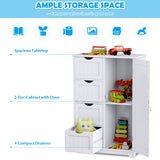 NNECW Wooden Floor Cabinet with 4 Drawers for Bathroom Hallway-White