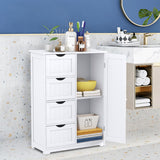 NNECW Wooden Floor Cabinet with 4 Drawers for Bathroom Hallway-White