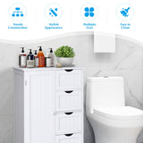 NNECW Wooden Floor Cabinet with 4 Drawers for Bathroom Hallway-White