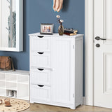 NNECW Wooden Floor Cabinet with 4 Drawers for Bathroom Hallway-White