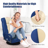 NNECW 5-Position Adjustable Folding Floor Gaming Chair with 360° Swivel Base-Navy