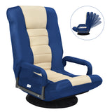 NNECW 5-Position Adjustable Folding Floor Gaming Chair with 360° Swivel Base-Navy