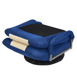 NNECW 5-Position Adjustable Folding Floor Gaming Chair with 360° Swivel Base-Navy
