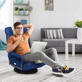 NNECW 5-Position Adjustable Folding Floor Gaming Chair with 360° Swivel Base-Navy