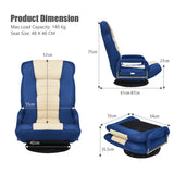 NNECW 5-Position Adjustable Folding Floor Gaming Chair with 360° Swivel Base-Navy