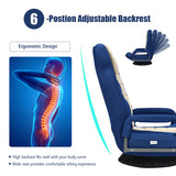 NNECW 5-Position Adjustable Folding Floor Gaming Chair with 360° Swivel Base-Navy