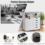 NNECW Mobile Storage Unit with 5 Drawers and Cupboard-White