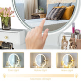 NNECW Dressing Table Stool Set with Makeup Mirror for Bedroom-White