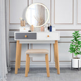 NNECW Dressing Table with Lights & Stool for Makeup