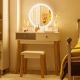 NNECW Dressing Table with Lights & Stool for Makeup