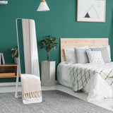 NNECW Floor Mirror with Stand and Solid Wood Frame for Living Room
