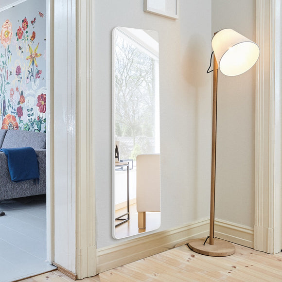 NNECW Floor Mirror with Stand and Solid Wood Frame for Living Room