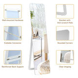 NNECW Floor Mirror with Stand and Solid Wood Frame for Living Room
